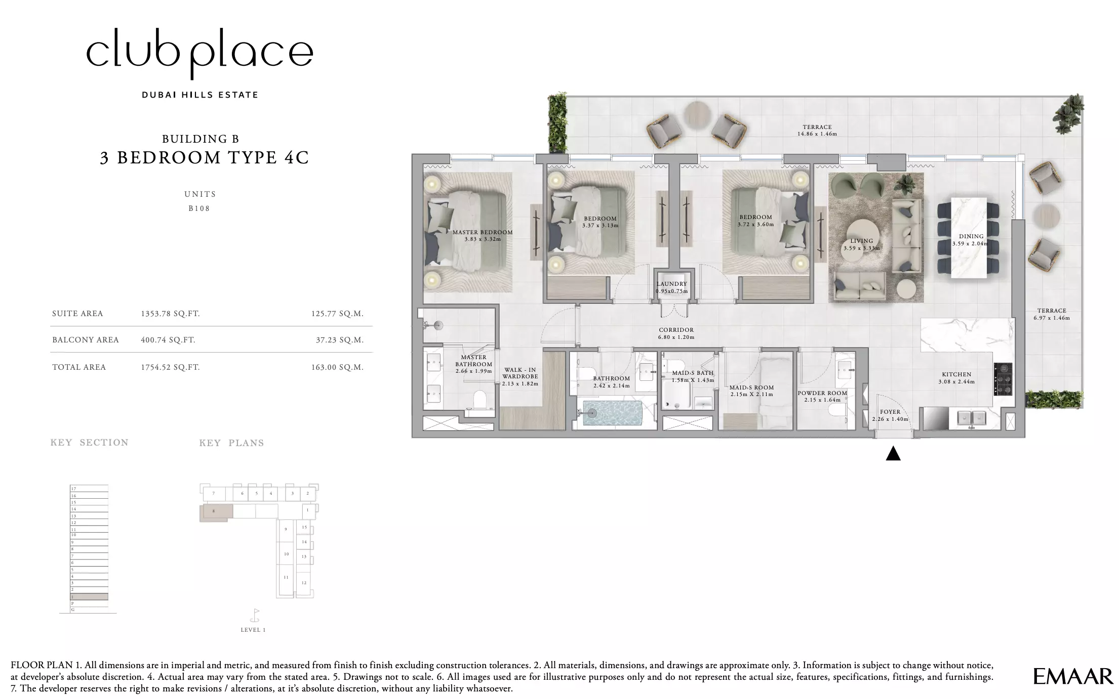 Club Place Building B - Type 4C, 3 beds