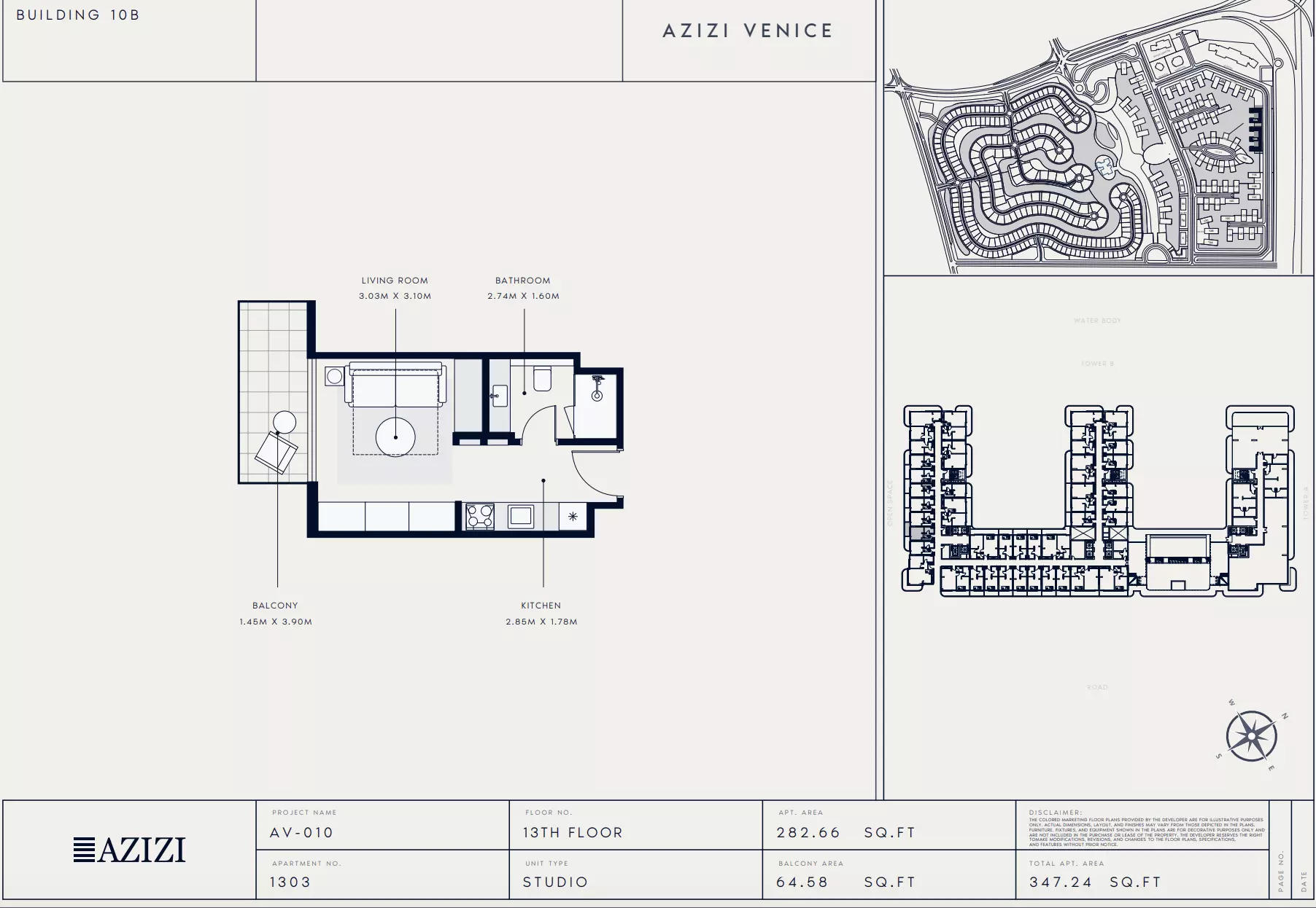 Azizi Venice 10 Type 1303-Building B, studio
