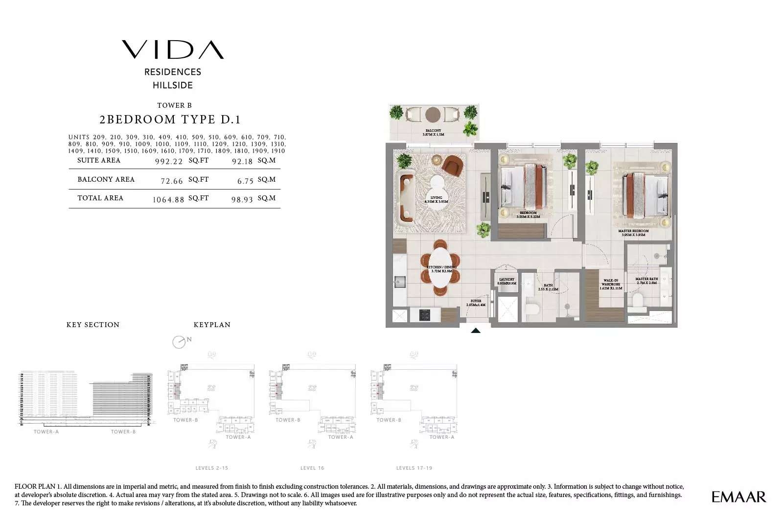 Vida Residences Hillside Type D1-Tower B, 2 beds
