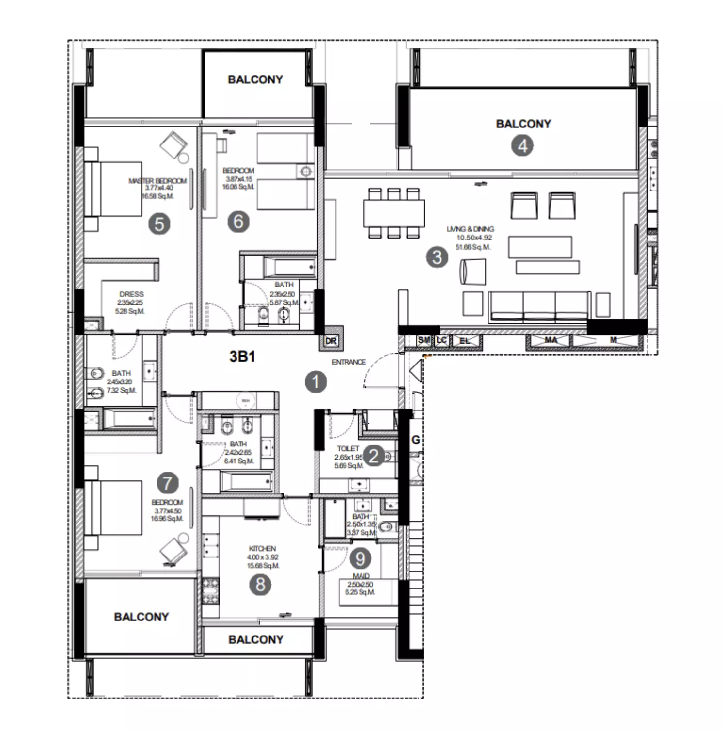 Sealine Residence - Type A Floor Plan