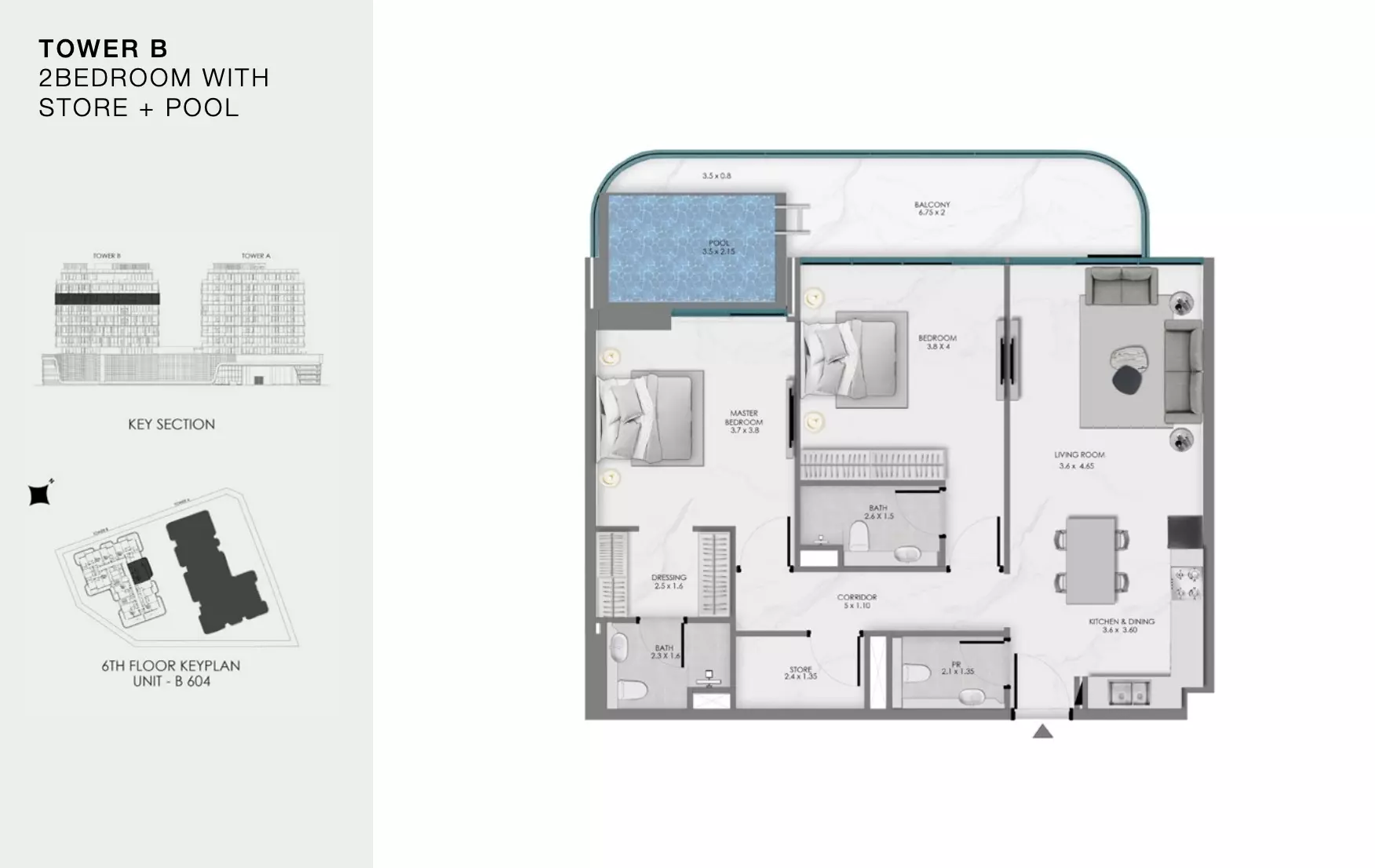 Ocean Bay by Samana Type B604, 2 beds