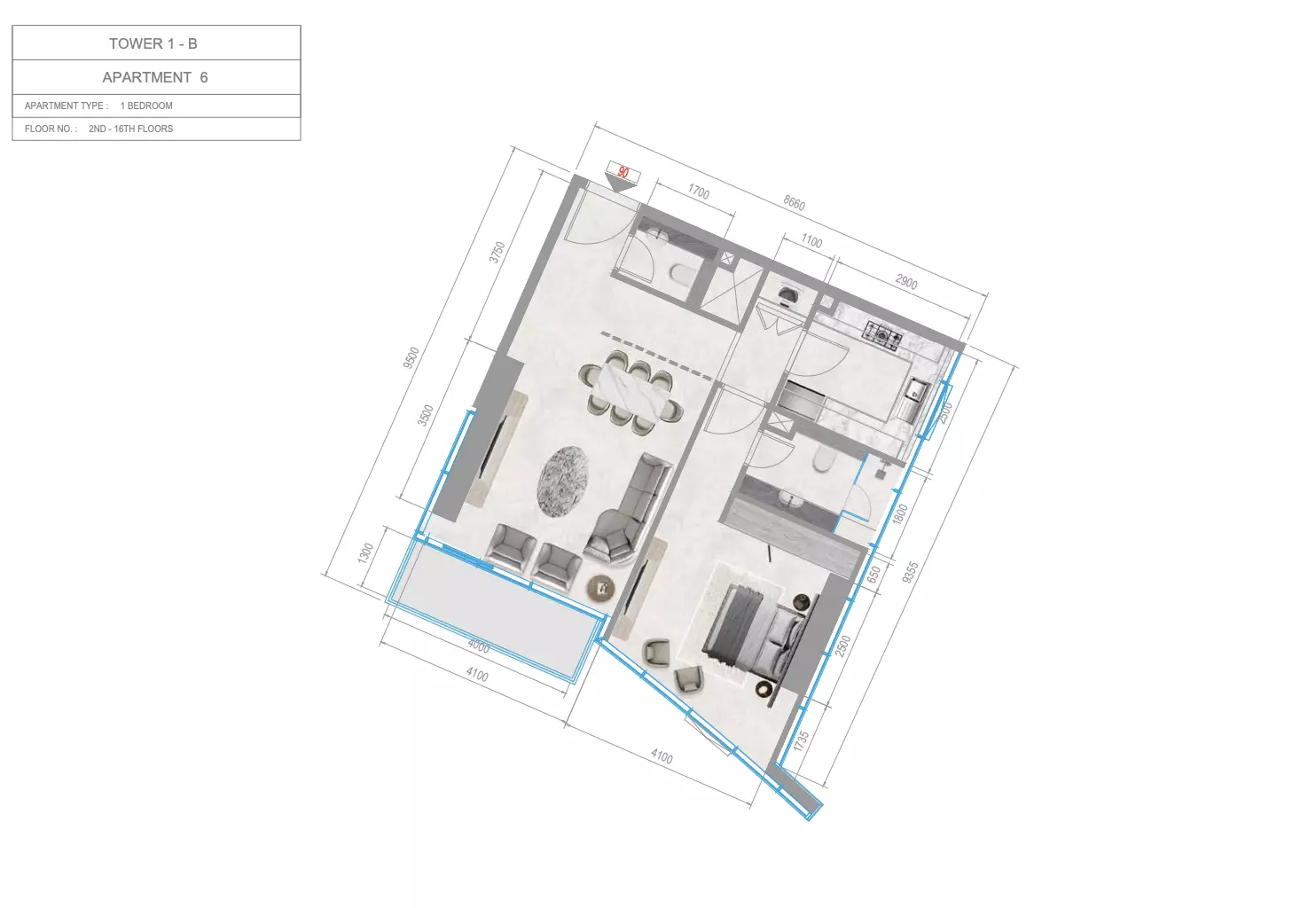 Orchid Towers Phase 1 - Type 1-Tower B Floor Plan