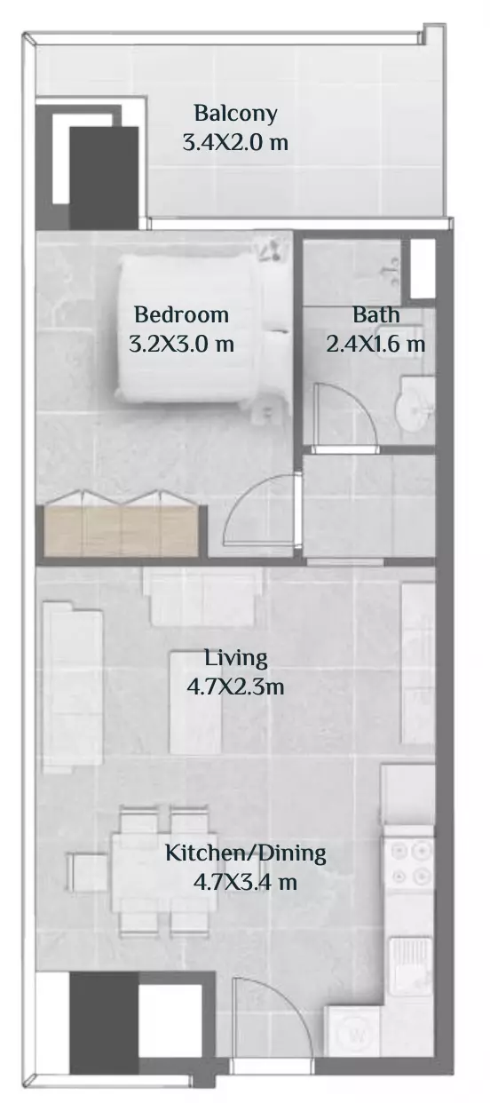 Skyhills Residences By HRE Development Tower 2 -Type A, 1 bed