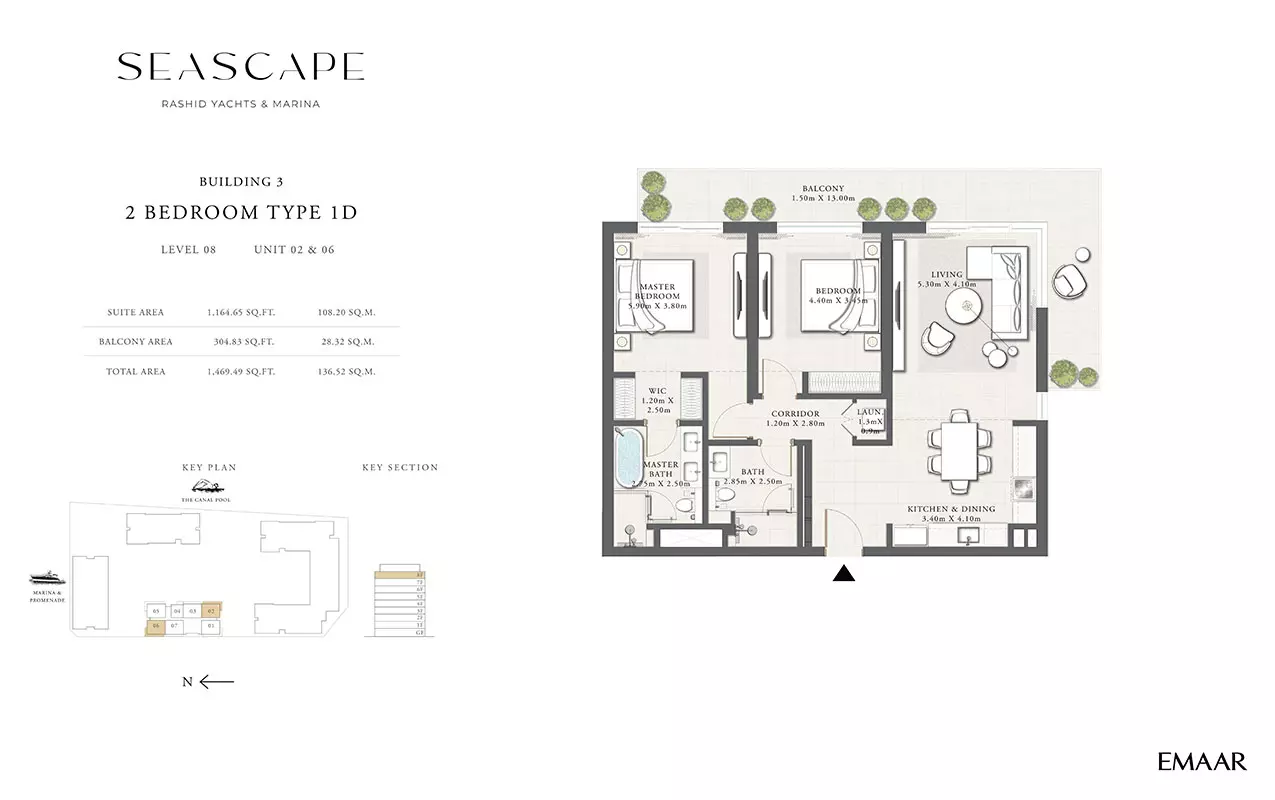 Seascape B3-Type 1D, Level 08, Unit 02 & 06, 2 beds