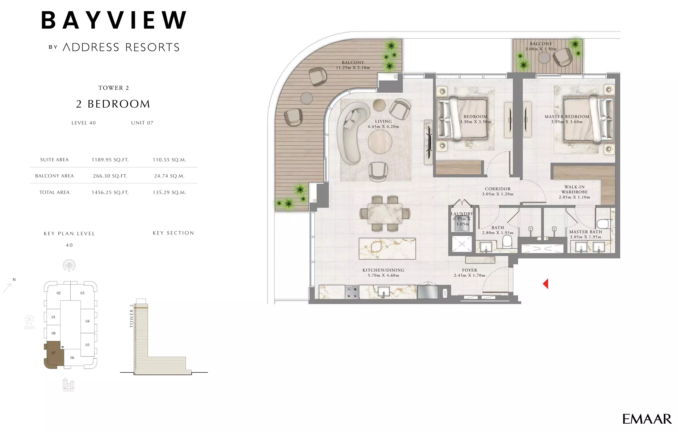 Bayview By Emaar Unit 7, Level 40, 2 beds