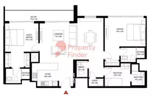 Crest Grande Tower B _ Type A (with Maid room + Balcony), 2 beds