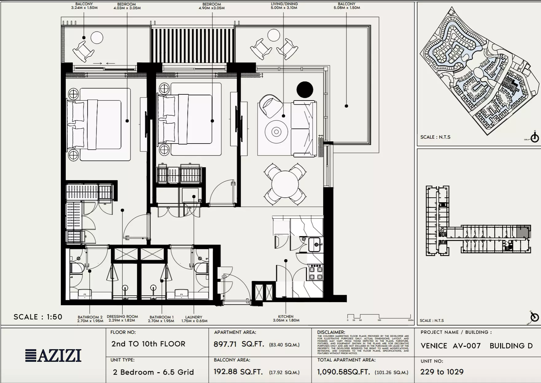 Azizi Venice 7 Type 229-Building D, 2 beds