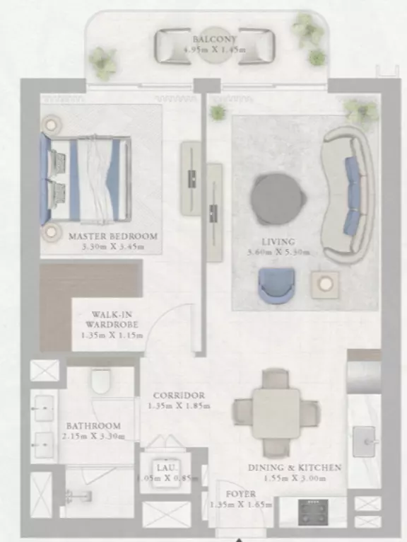 Marina Views Type 6-Tower2, 1 bed