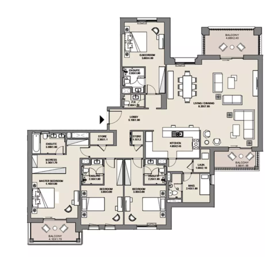 Al Jazi B4-Type D1, Level 8,9, 4 beds