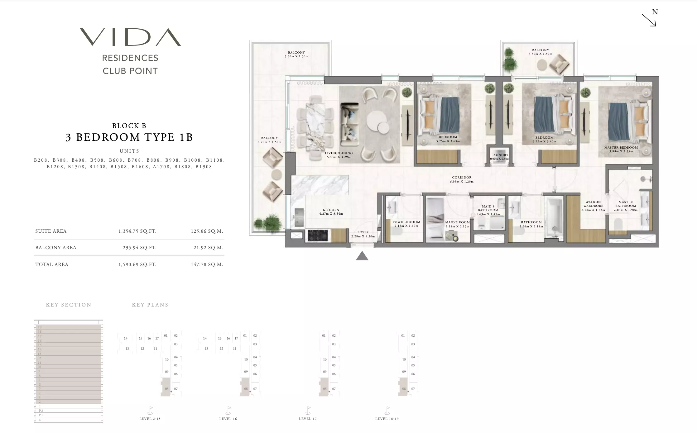 Vida Residences Club Point Type 1 B - Block B, 3 beds