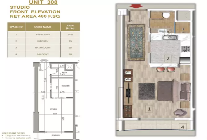 The Maiden Residence — Studio floor plan