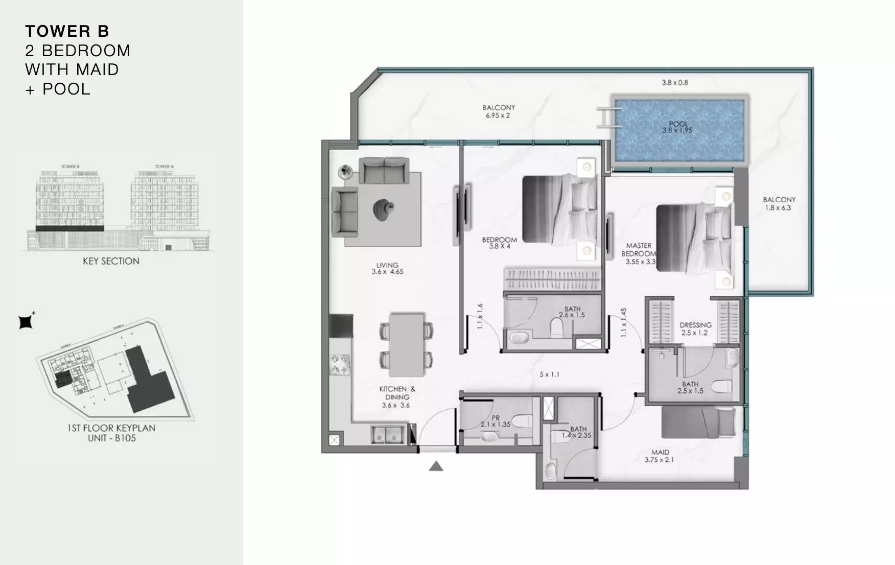 Ocean Bay by Samana Type B105, 2 beds