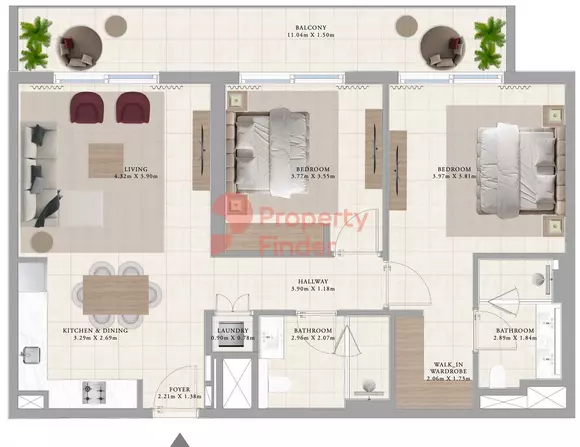 Club Drive — 2BR floor plan