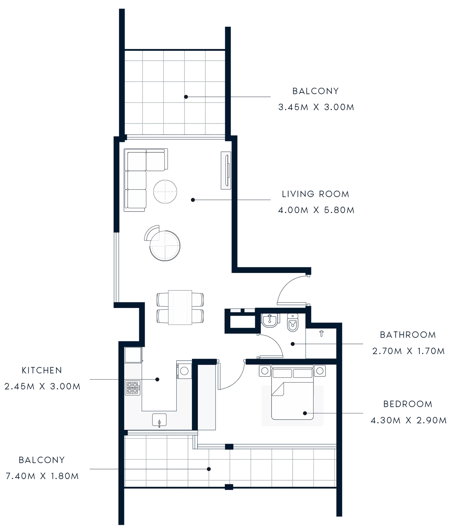 Azizi Riviera Beachfront — 1BR floor plan