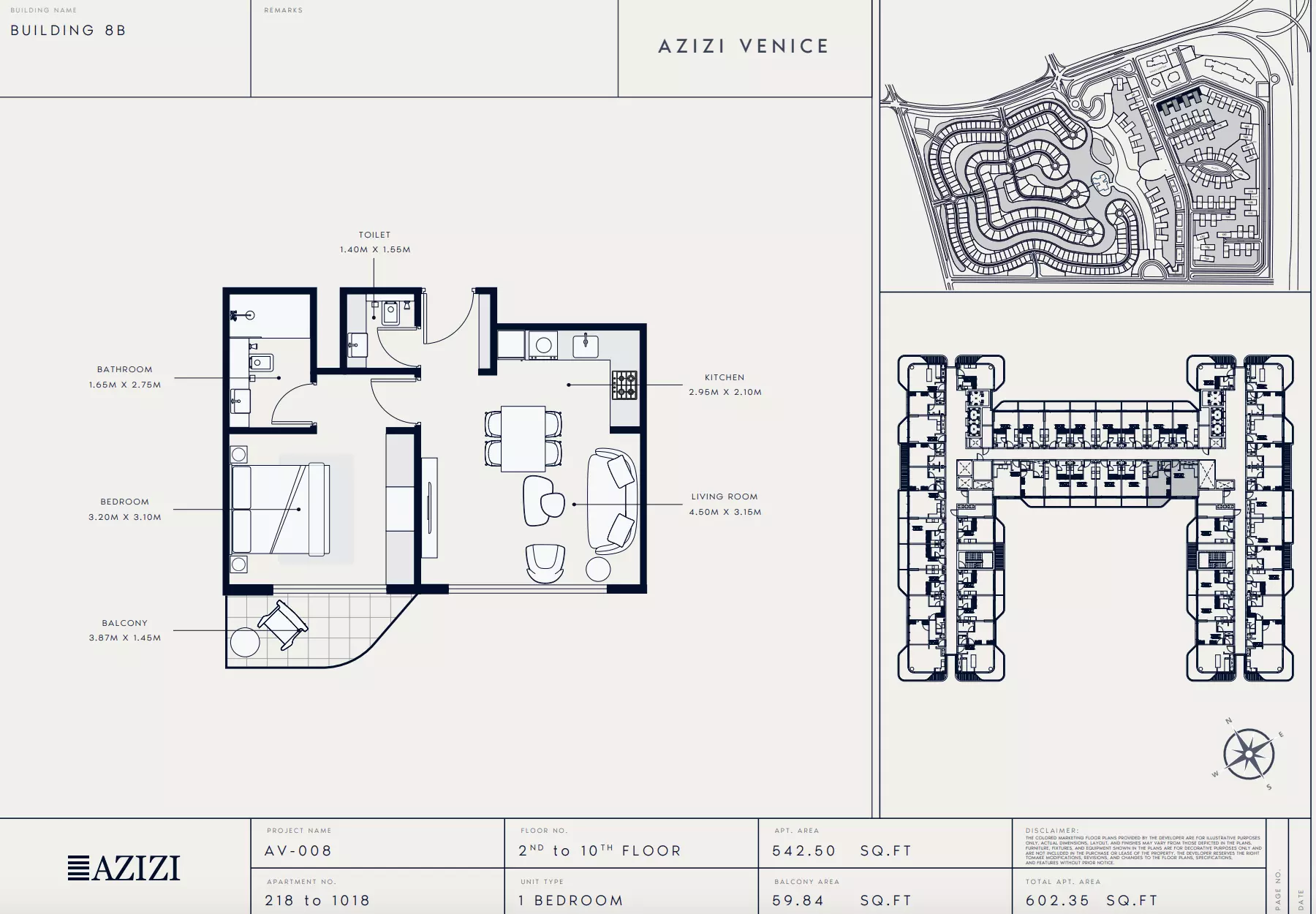 Azizi Venice 8 Type 218-Building B, 1 bed