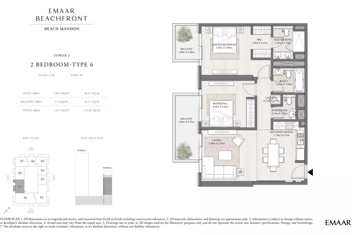 Beach Mansion Tower 2 Type 6, Level 2-18, unit 09, 2 beds