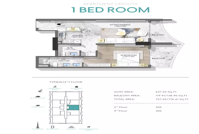 Nautis Residences — 1BR floor plan