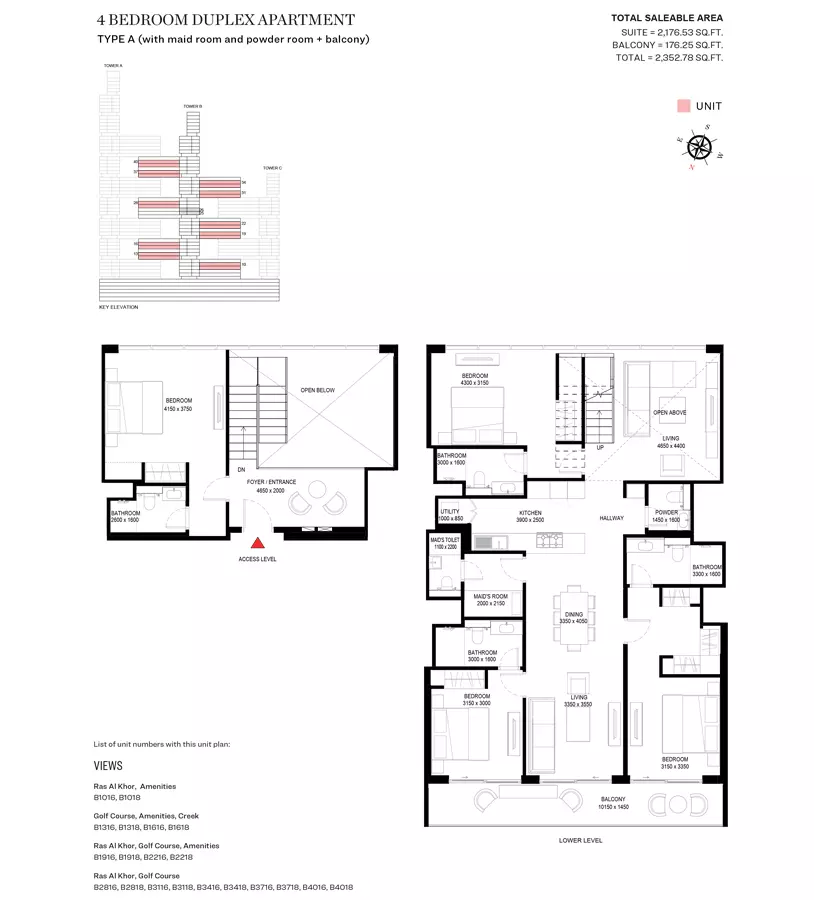 Sobha One Type A-Tower B, 4 beds