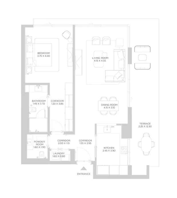 Rixos Phase 2 By Nakheel — 1BR floor plan