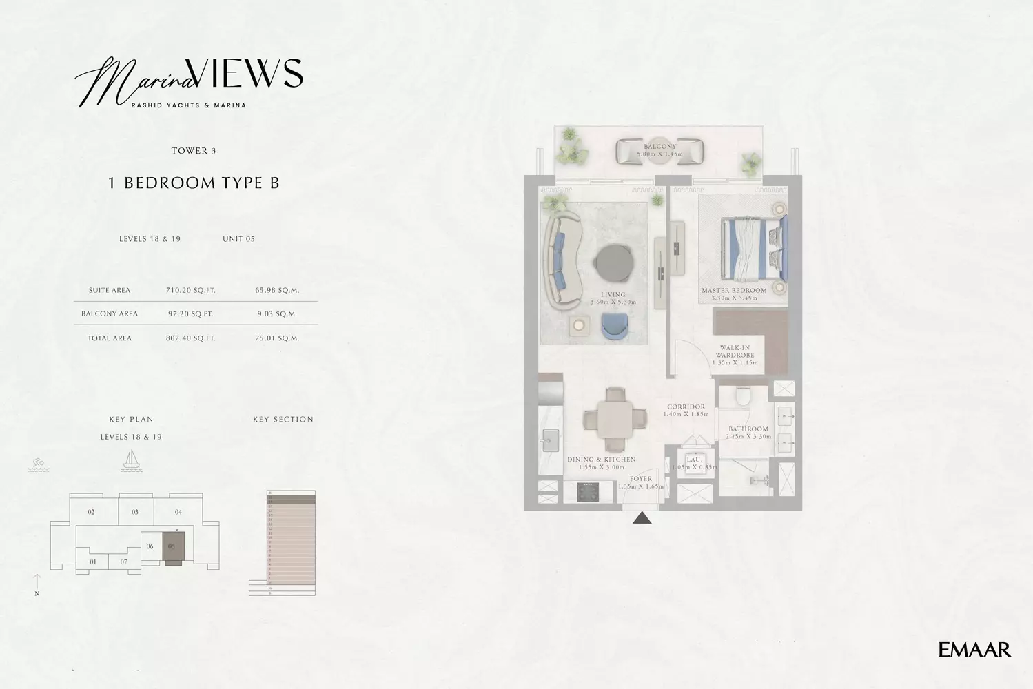Marina Views Type 10-Tower 3, 1 bed