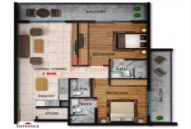 Marquis Galleria — 2BR floor plan
