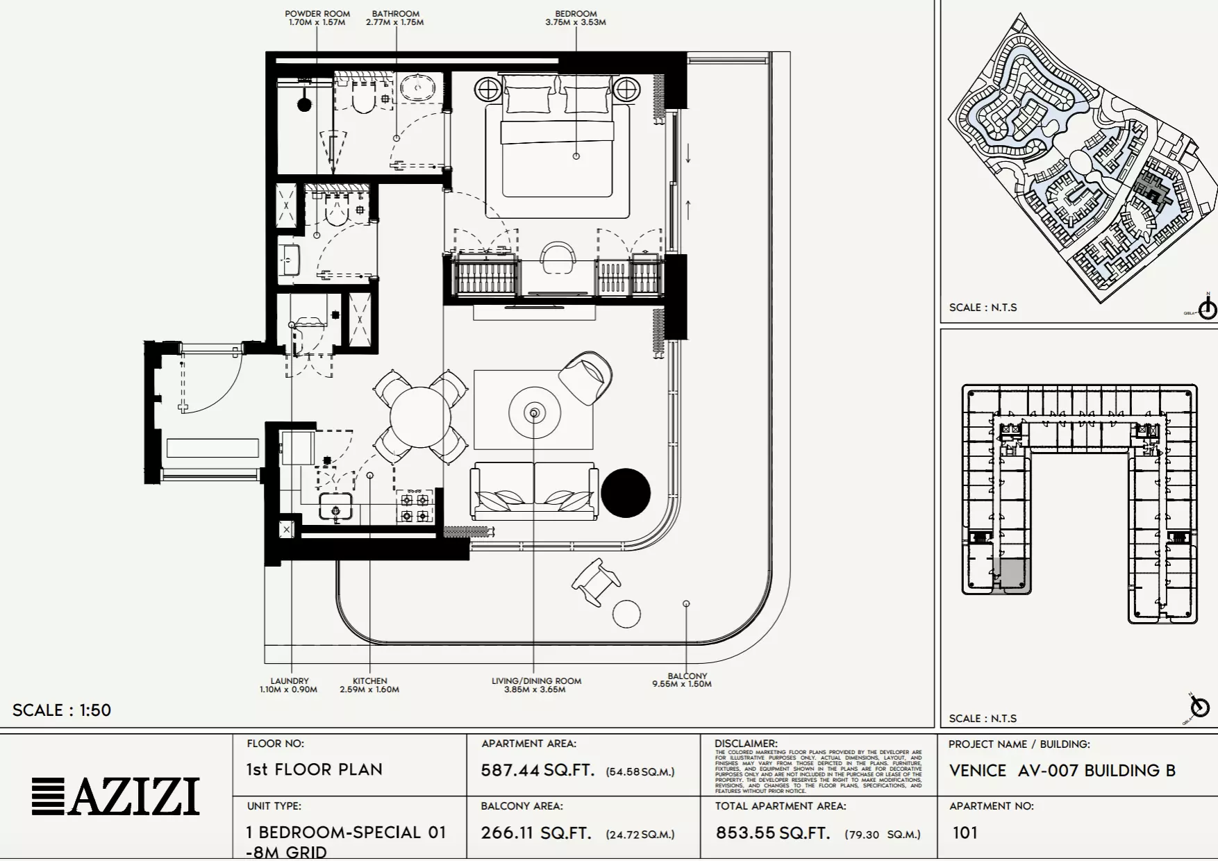 Azizi Venice 7 Type 101-Building B, 1 bed