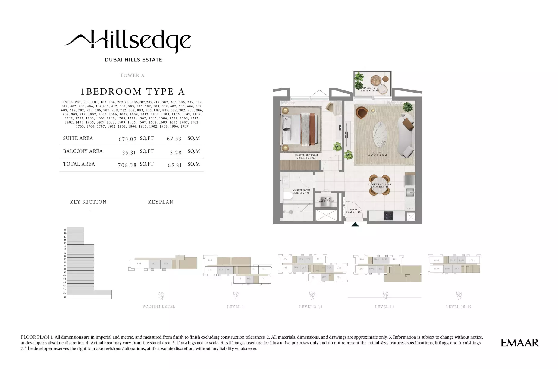 Hillsedge Type A-6-607, 1 bed