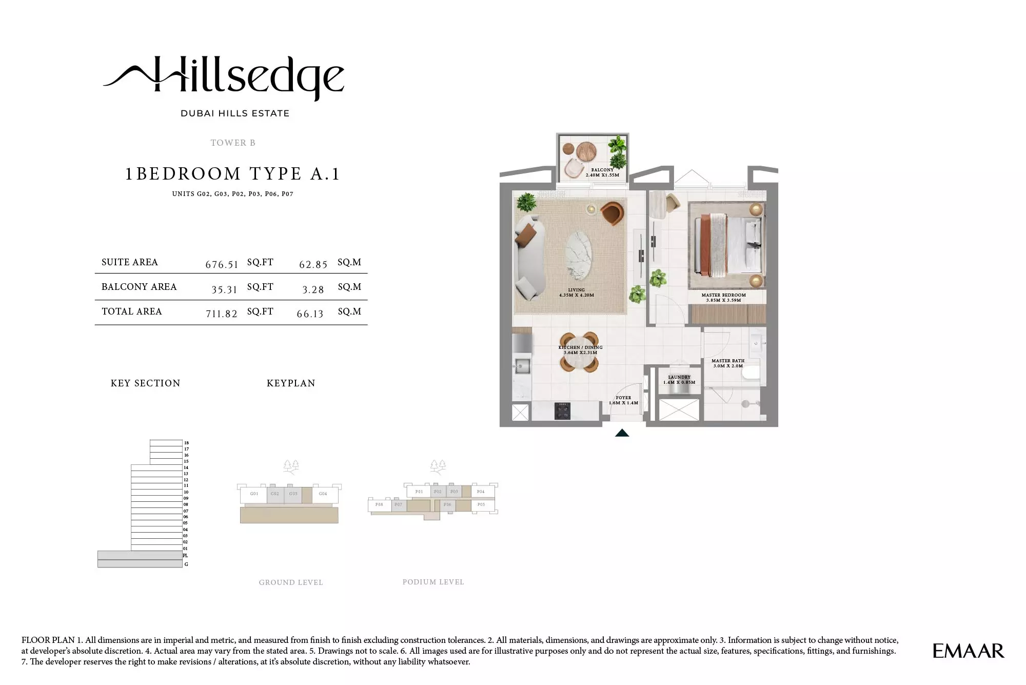 Hillsedge — 1BR floor plan