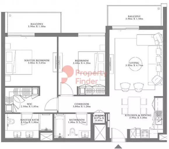 Seagate Type 1 Building 3 Unit 7 Level 2-6, 2 beds