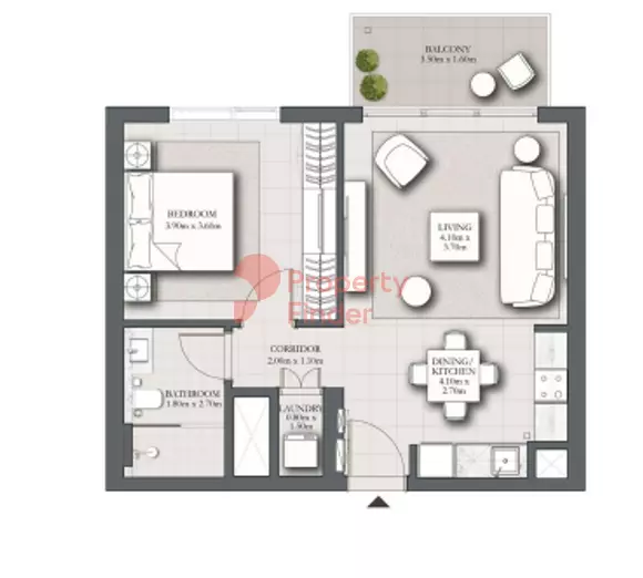 Park Horizon — 1BR floor plan