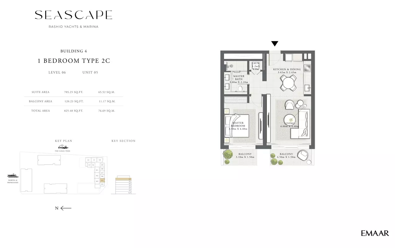 Seascape B4- Type 2c level 6 unit 5, 1 bed