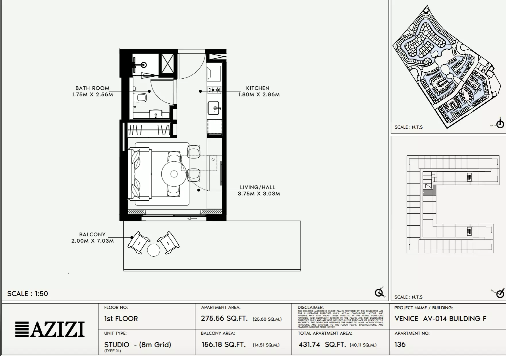 Azizi Venice 14 Type 136-Building F, studio