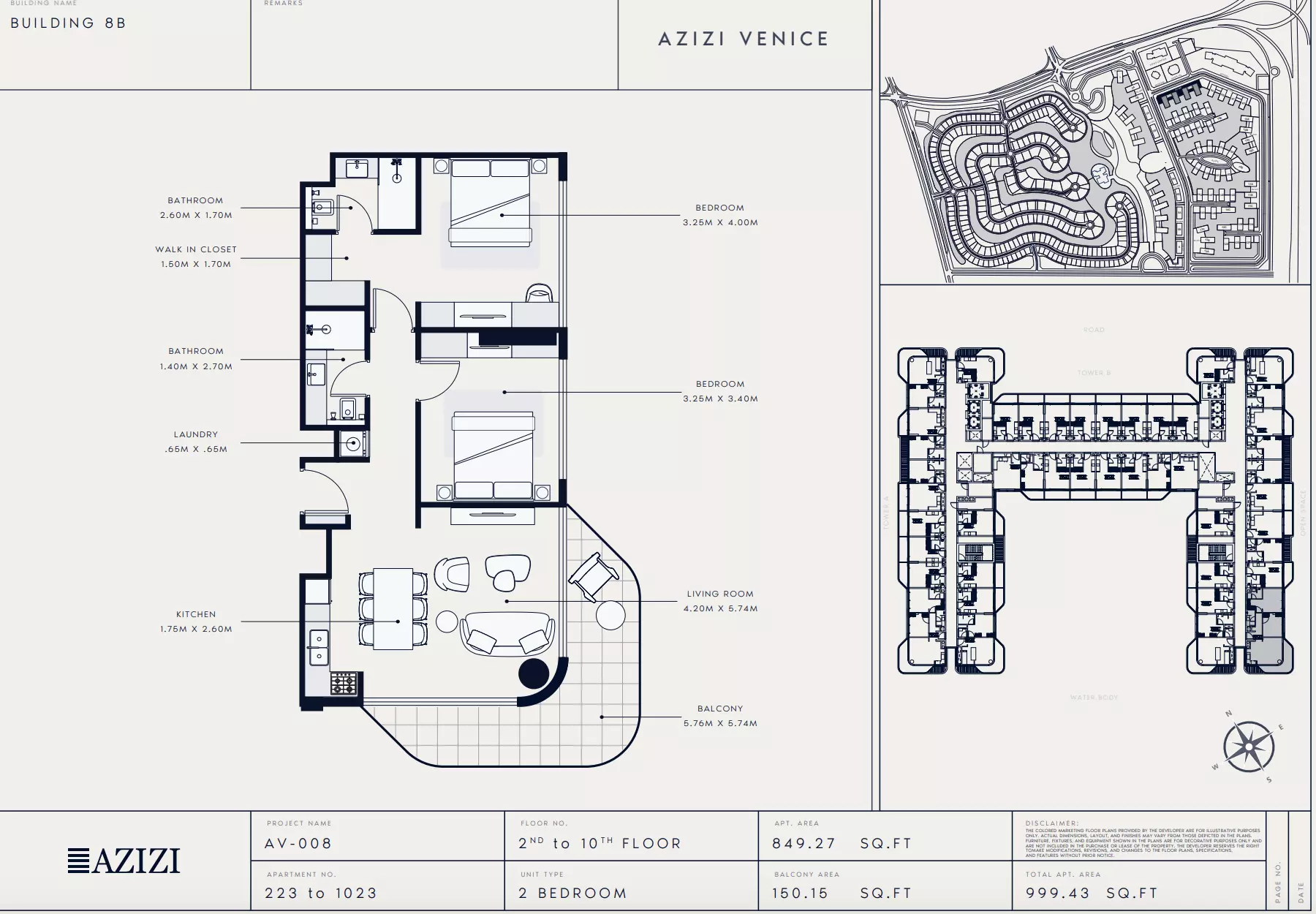 Azizi Venice 8 Type 223-Building B, 2 beds