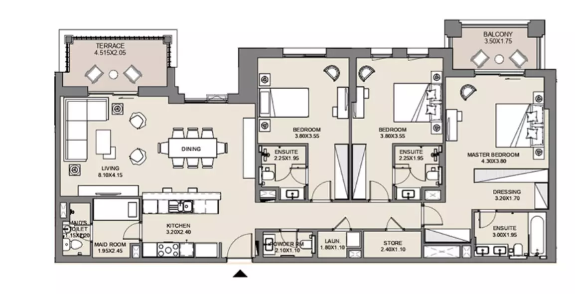Al Jazi B4-Type B1, Level 8,9, 3 beds