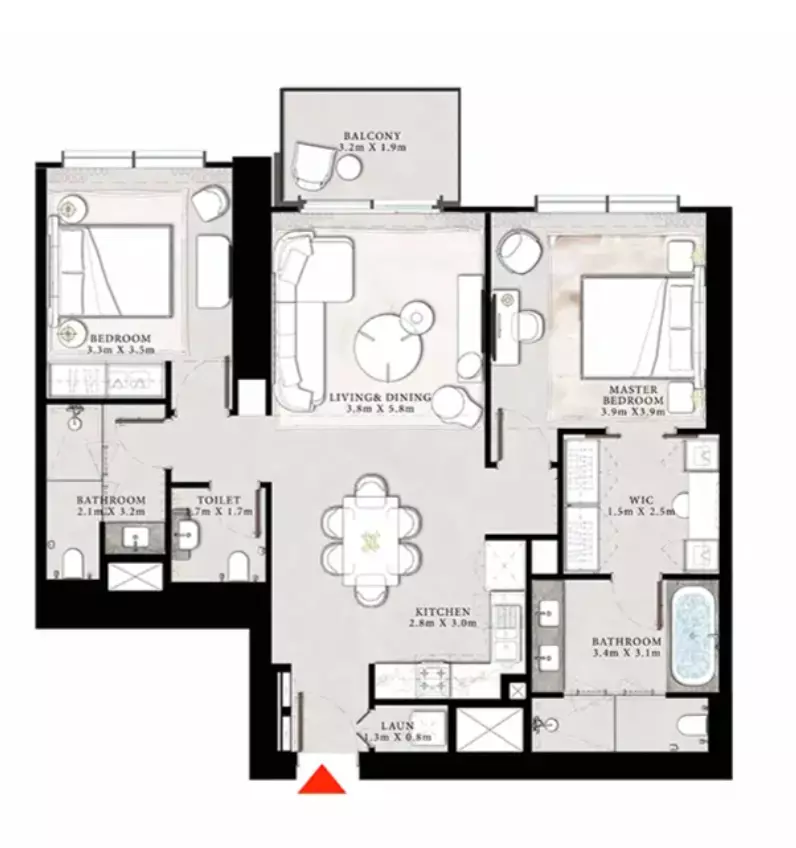 St Regis The Residences T2-Type E, 2 beds