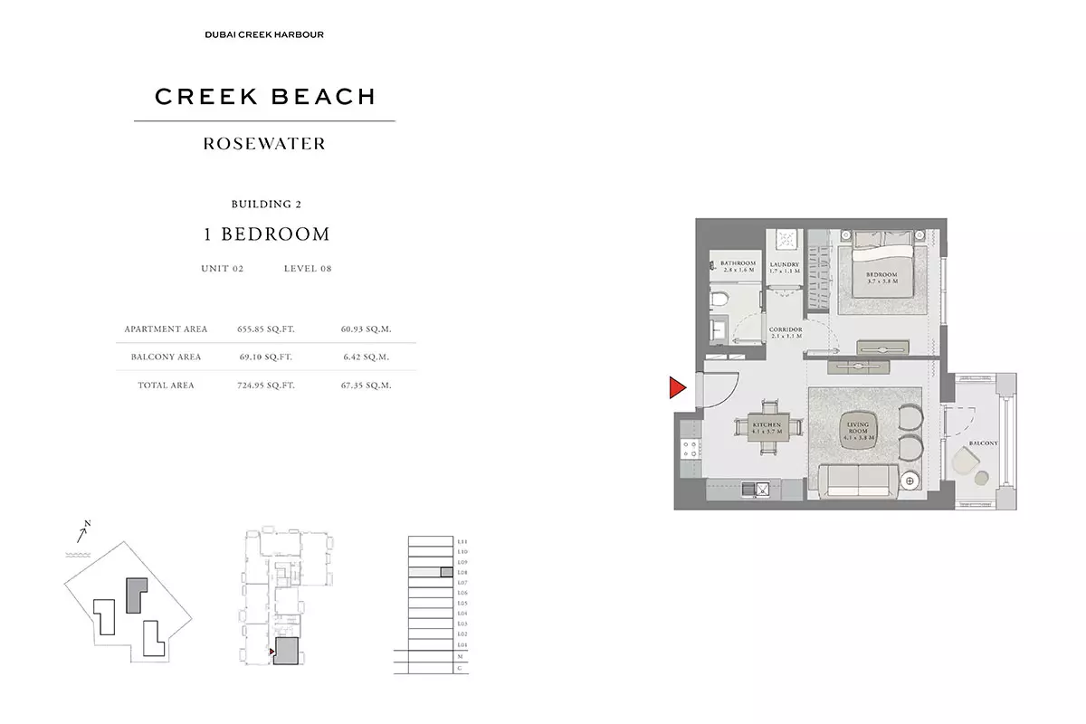 Creek Beach Rosewater B2-Type D, 1 bed
