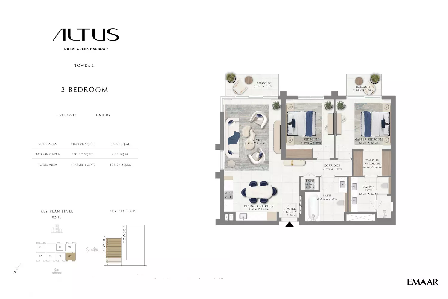 Emaar Altus Type 8-Tower2, 2 beds