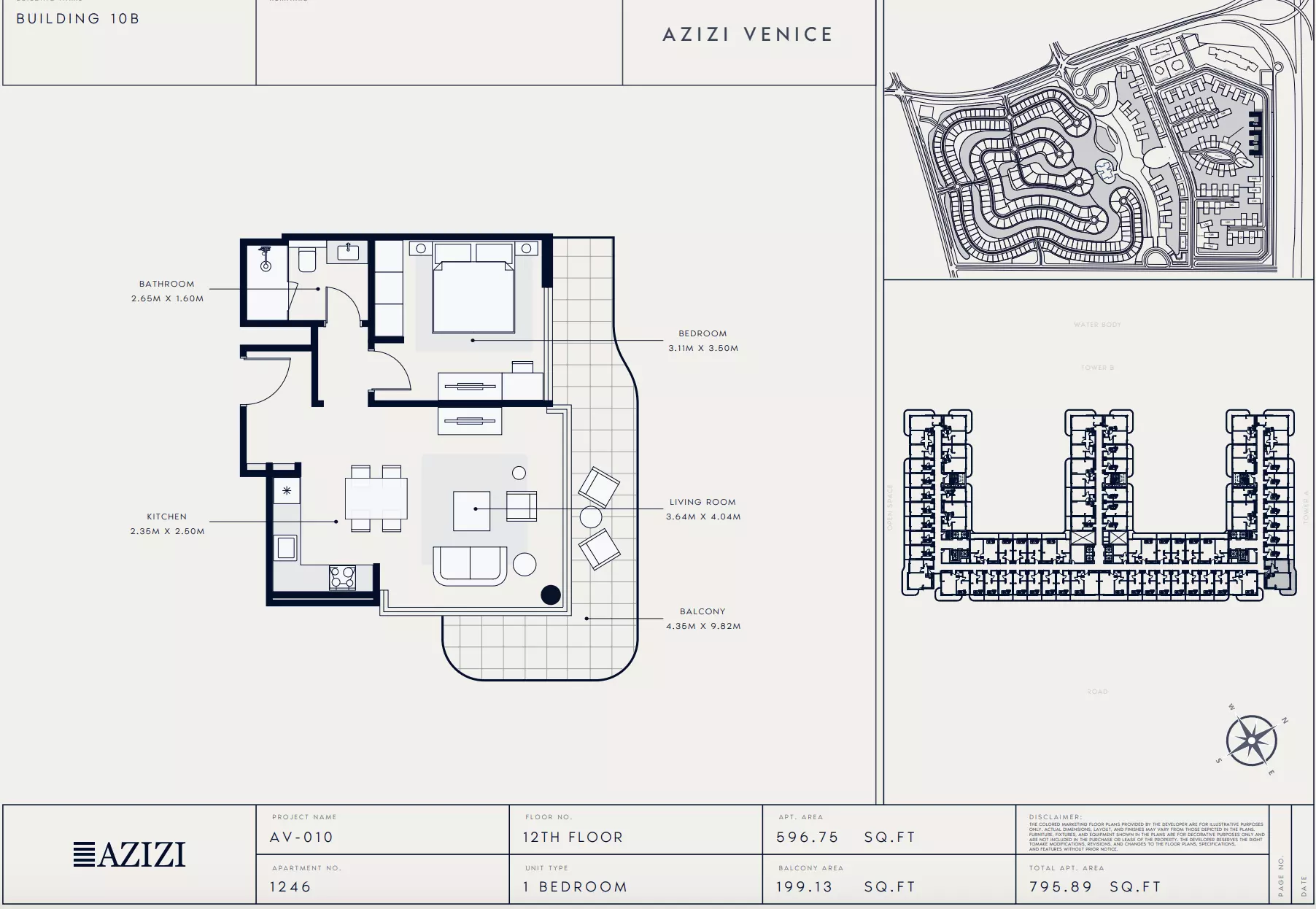 Azizi Venice 10 Type 1246-Building B, 1 bed