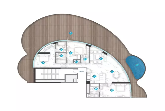 Dusit Rijas Residence — 3BR floor plan