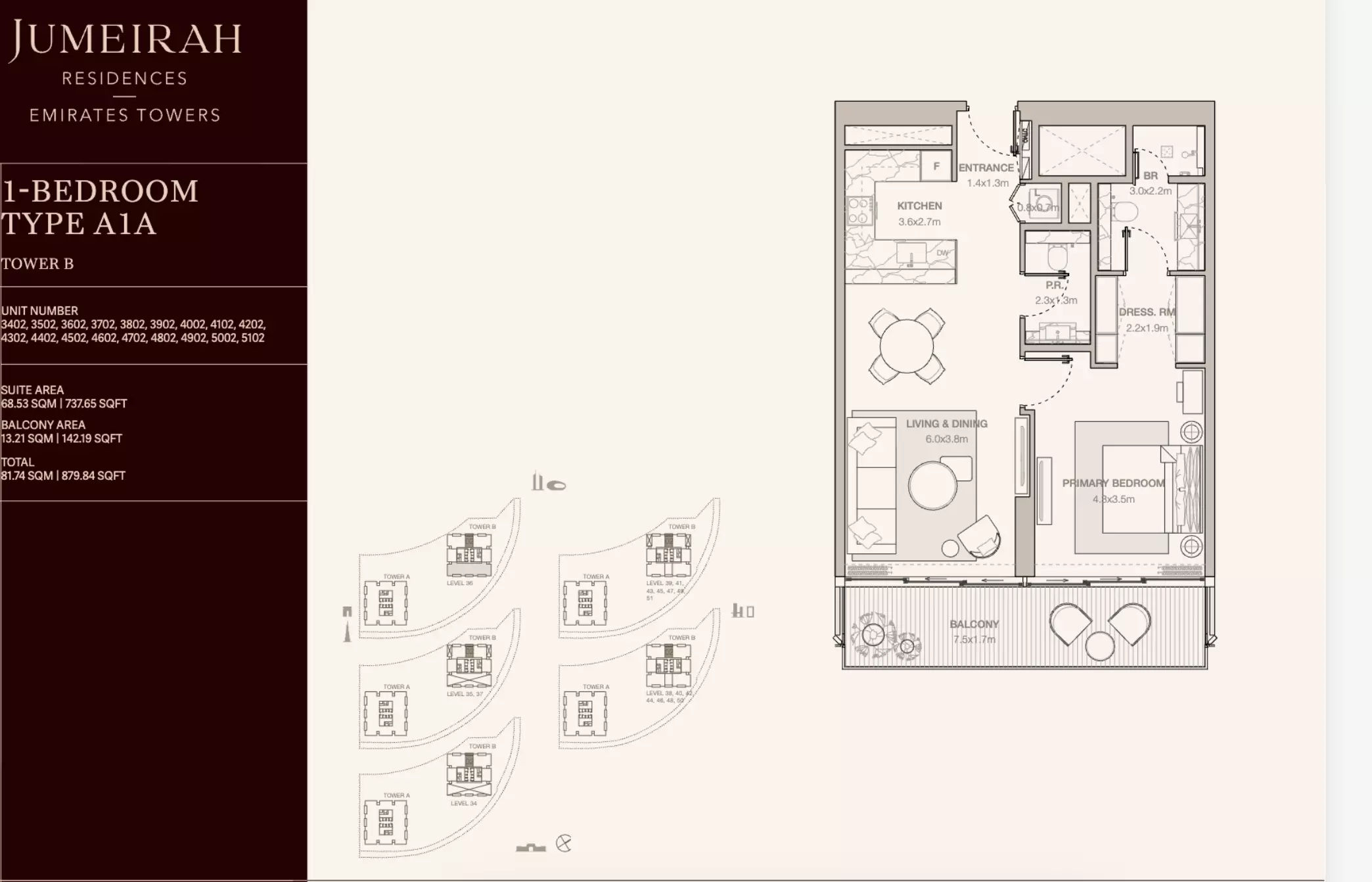 Jumeirah Residences Emirates Towers Type A1A-Tower B, 1 bed