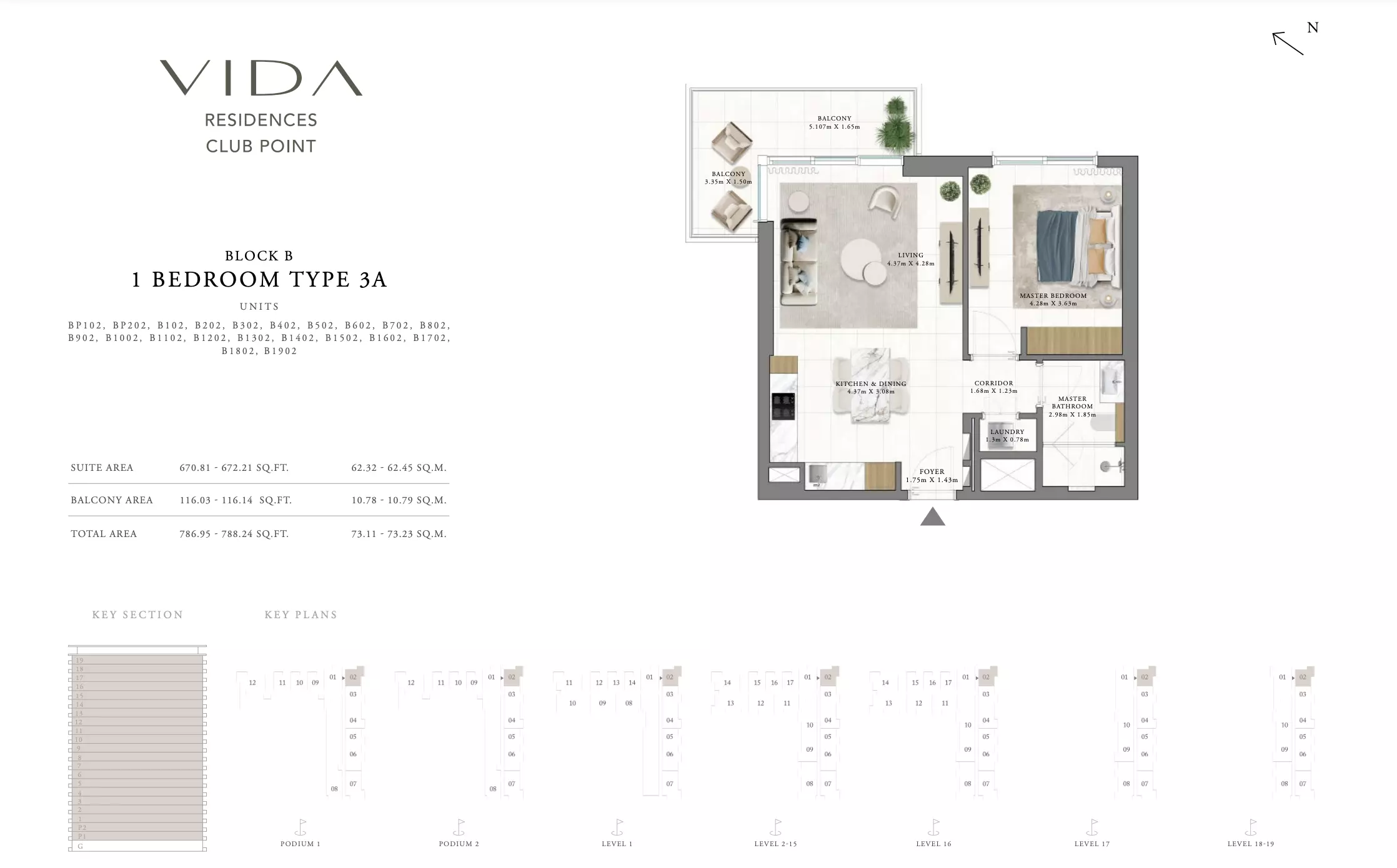 Vida Residences Club Point Type 3 A - Block B, 1 bed