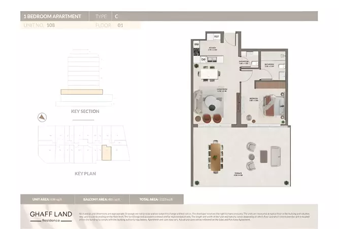 Ghaff Land Residence — 1BR floor plan