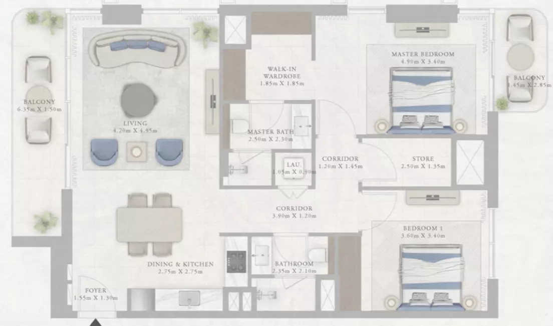 Marina Views Type 4-Tower2, 2 beds