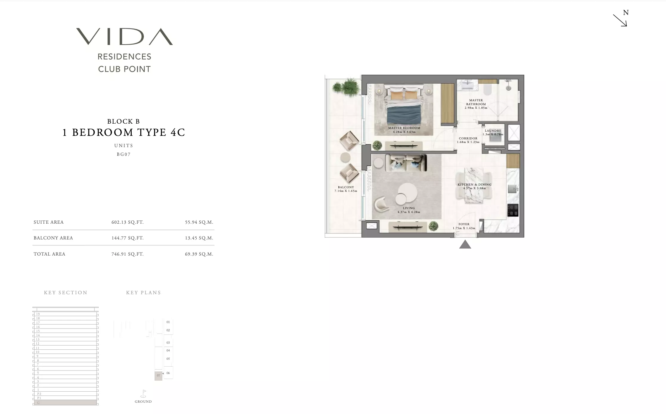 Vida Residences Club Point Type 4 C - Block B, 1 bed