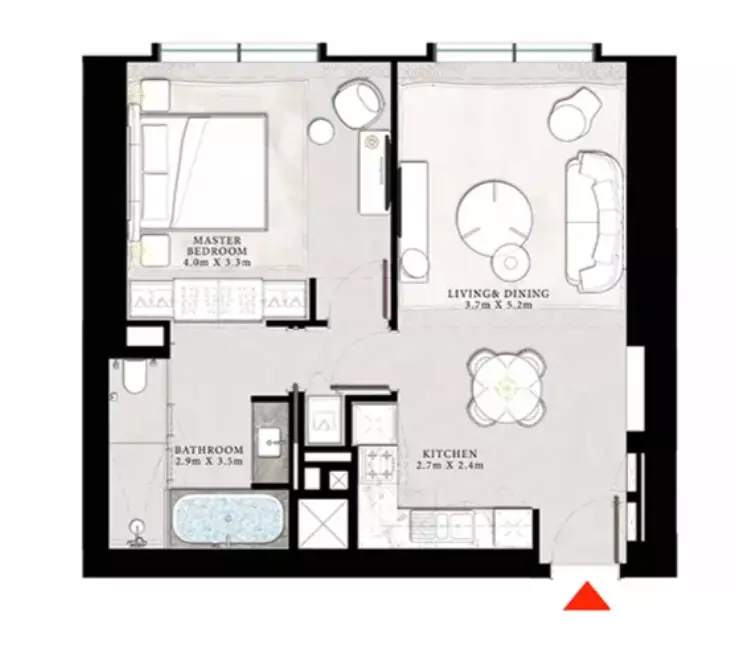 The St. Regis Residences, Downtown Dubai — 1BR floor plan