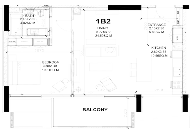 Sealine Residence — 1BR floor plan