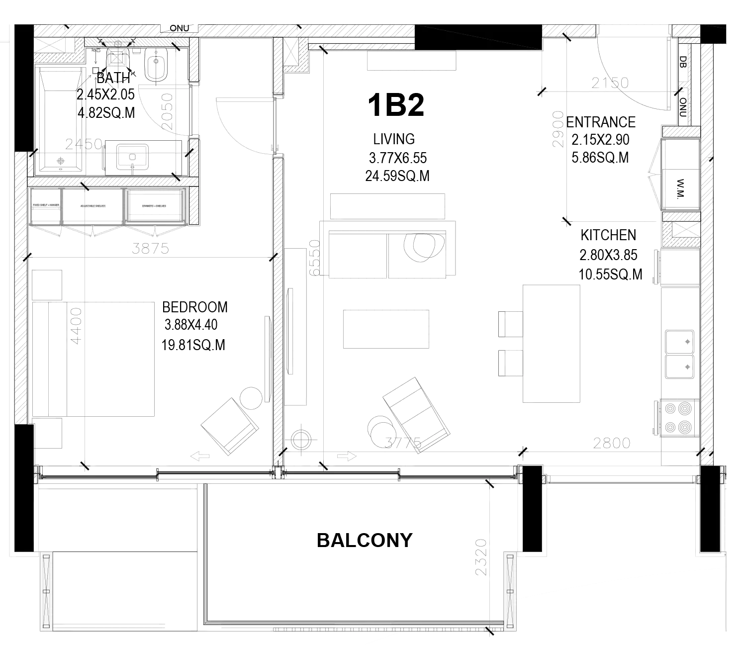 Sealine Residence — 1BR floor plan