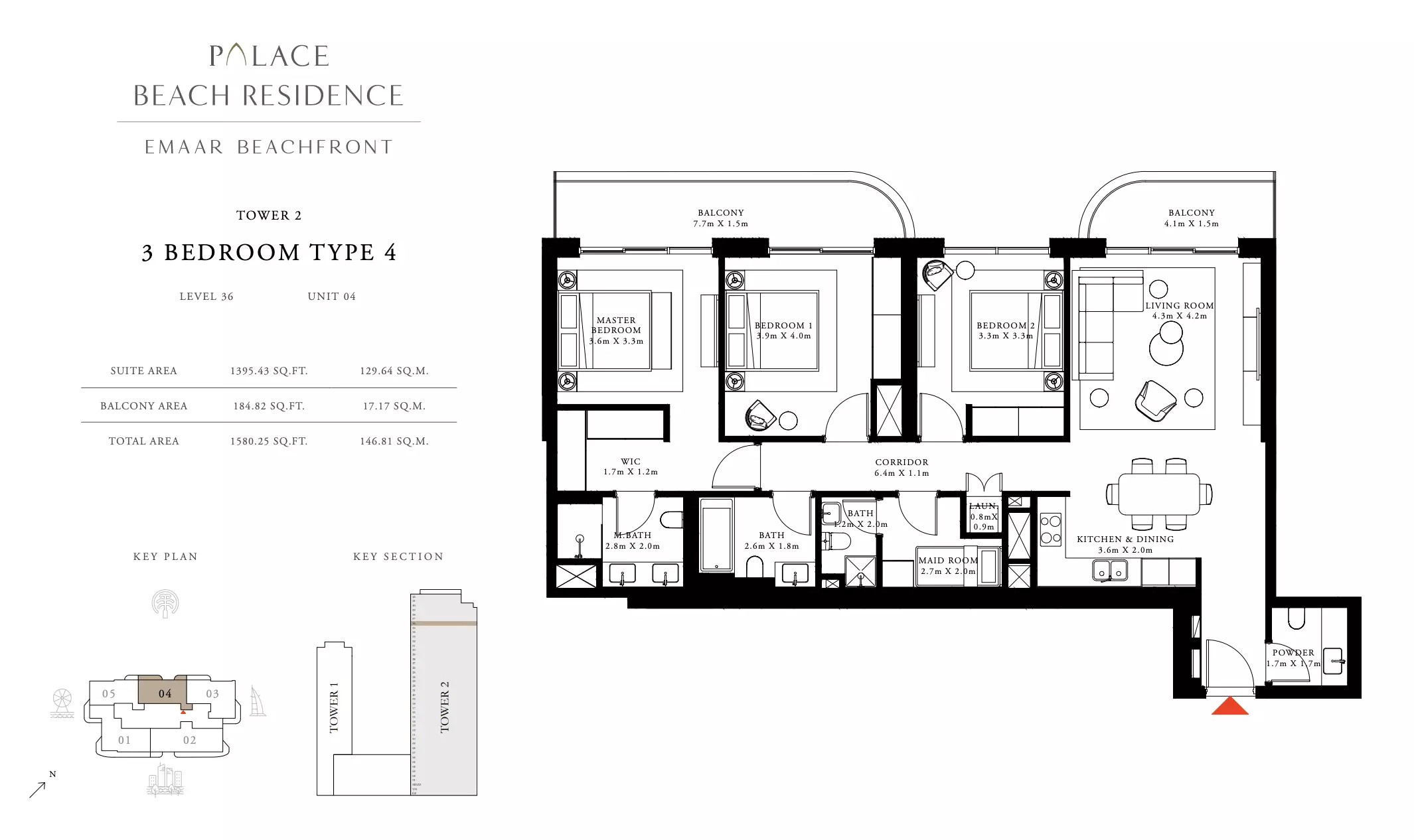Palace Beach Residence Type 4, 3 beds
