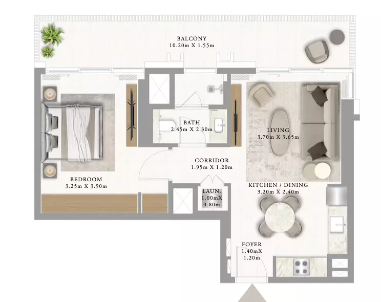 Address Residences Al Marjan Island — 1BR floor plan