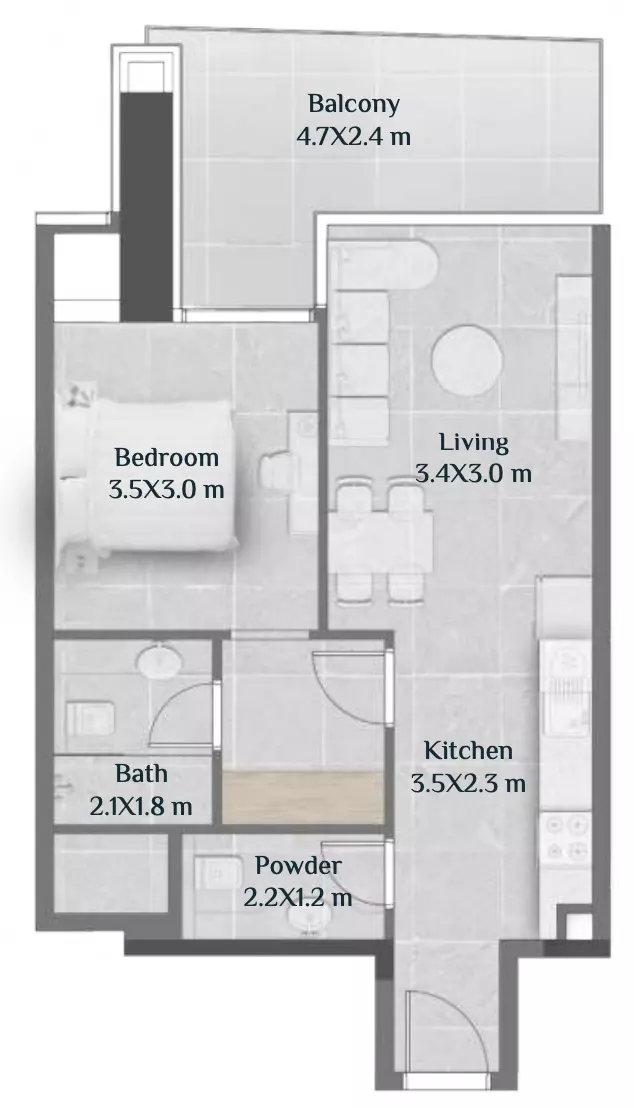 Skyhills Residences By HRE Development Tower 2 - Type E, 1 bed